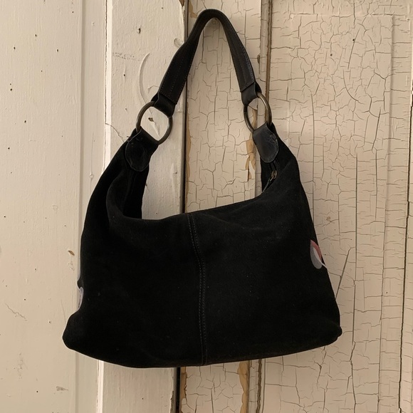 Euro Wellness black suede embroidered bag - Picture 2 of 7